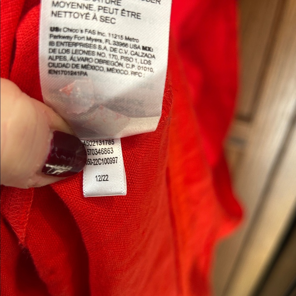 Chico's Red Tiered Maxi Dress with V-Neck Collar - Picture 8 of 9